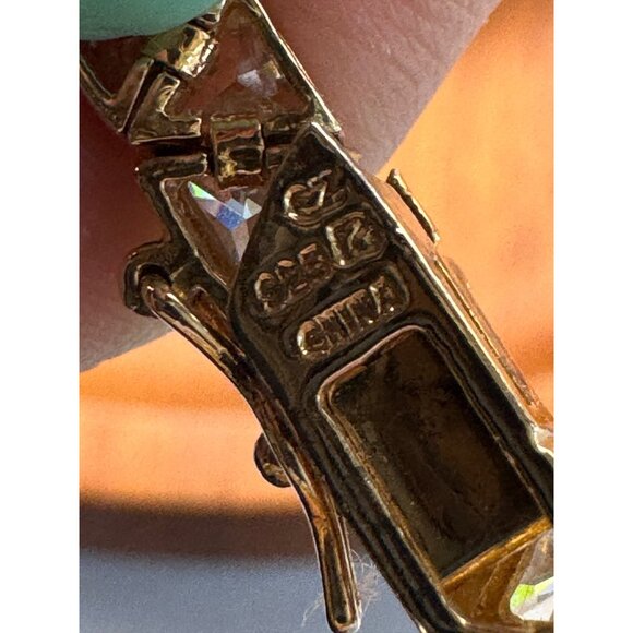 Cubic Zirconia Sterling Silver Gold-Plated Tennis Bracelet Elegant Design 7.5” W - Picture 6 of 9